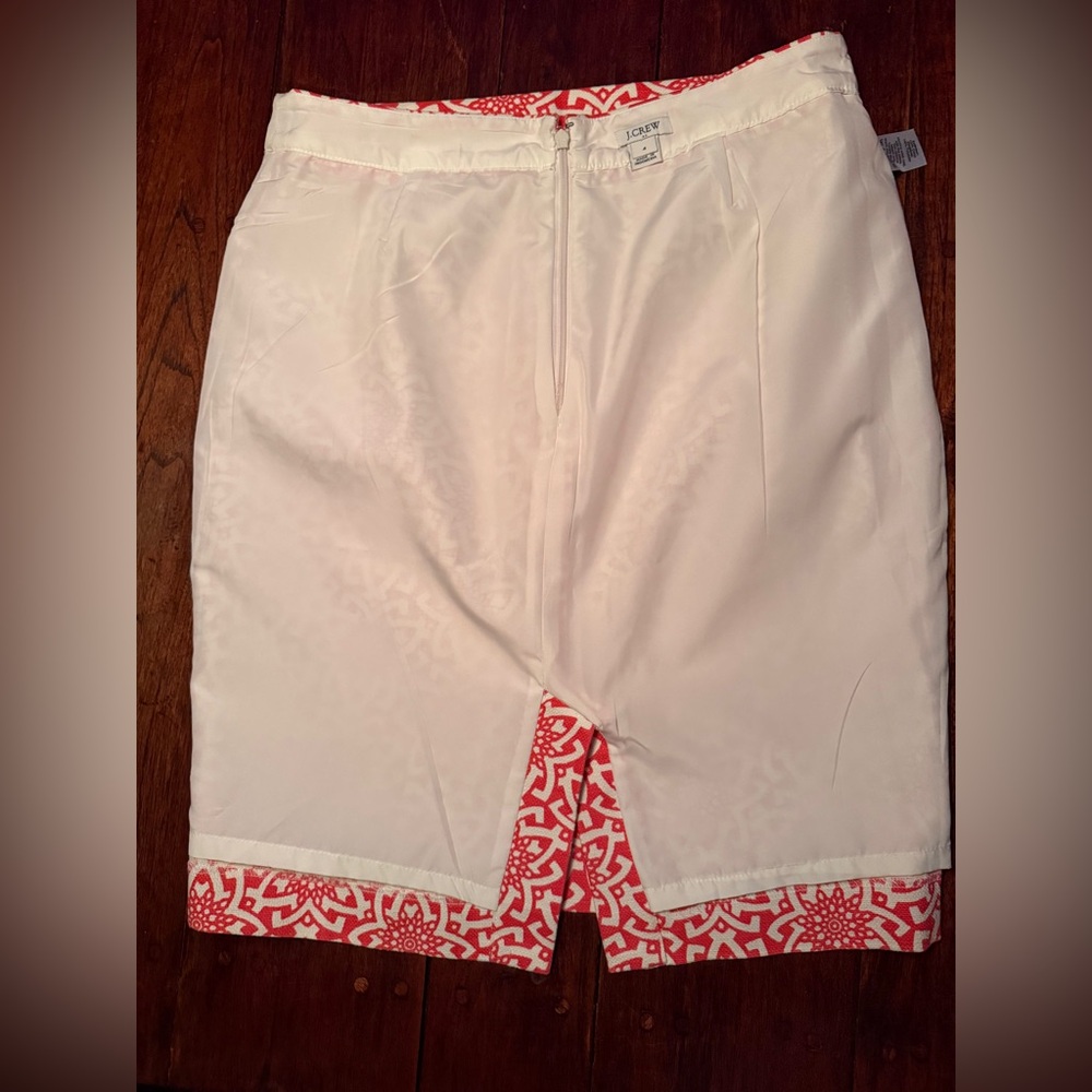 J Crew Basketweave pencil skirt CORAL LINEN Skirt Lined Back Slit Size 4 - Picture 13 of 14